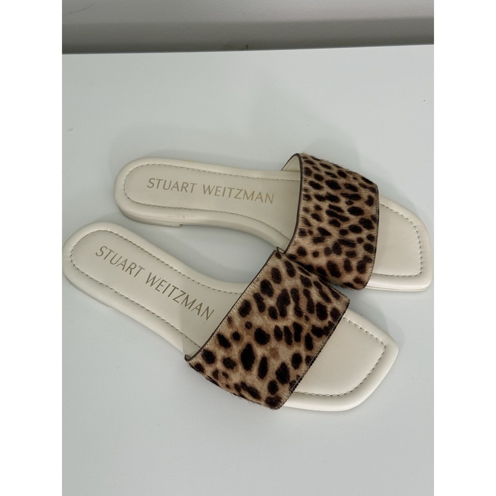 Stuart Weitzman Summer Beach Night Resortwear Travel Animal Print Slide Sz 6B